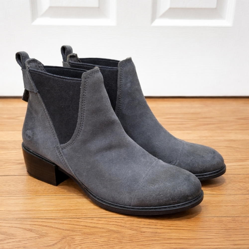 Timberland Sutherlin Bay Chelsea Ankle Boots Gray Suede Size‎ 8